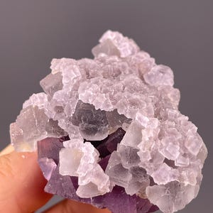 Raw Purple Fluorite Mineral Specimen with Calcite from Guizhou, China - Rare Old Mine Crystal Cluster