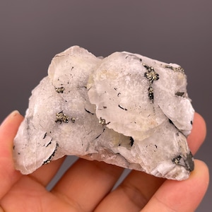 Rare Petal Calcite Crystal Cluster with Pyrite: Fluorescent Mineral Specimen from Fujian, China