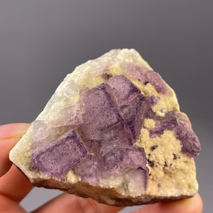 Raw Purple Fluorite Crystal Cluster from Guizhou, China - Natural Healing Mineral Specimen on Matrix