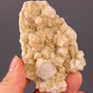 Rare Clear Fluorite Crystal on Dolomite: Raw Chinese Mineral Specimen with Inclusions