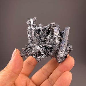 Metallic Stibnite Cluster: Raw Mineral Specimen From Hunan, China