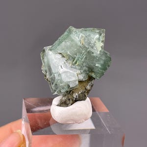 Raw Green Fluorite Mineral Specimen: Natural Crystal with Rock Matrix for Collectors & Education