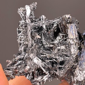 Metallic Stibnite Cluster: Raw Mineral Specimen From Hunan, China