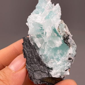 Raw Blue Aragonite Crystal Specimen with Matrix from Yunnan, China - Natural Mineral Cluster