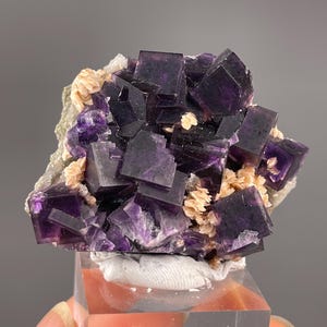 Purple Fluorite Crystal Cluster with Calcite: Raw Mineral Specimen for Collectors & Metaphysical Use
