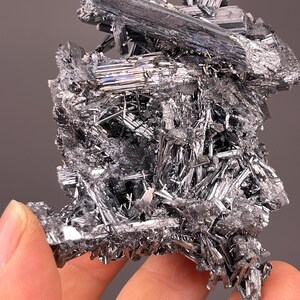 Metallic Stibnite Cluster: Raw Mineral Specimen From Hunan, China
