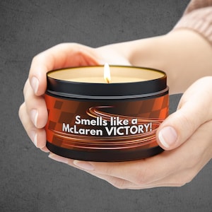Smells Like A Mclaren Victory Candle, Lando Norris and Oscar Piastri Formula 1 Racing Team Fan F1 Theme Unique Race Car Gift Idea Cool Decor