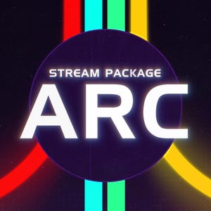 May include: A digital graphic with the text "STREAM PACKAGE ARC" in white, set against a dark background with colorful lines. The word "ARC" is in large, bold letters within a purple circle.