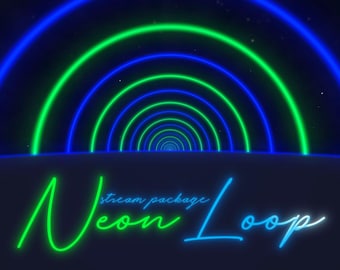 Neon Loop Stream Overlay Package – Animated Green & Blue Twitch, YouTube, Kick