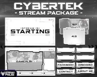 Cybertek Stream Overlay Package – Animated Futuristic HUD Design