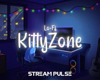Lo-Fi Kitty Stream Overlay Package – Animated Twitch, YouTube, Kick