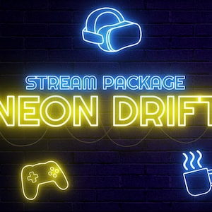 Neon Stream Overlay Pack – Animated Twitch, YouTube, Kick Stream Package – Webcam Frame, Alerts, Panels – Cyber Glow Vibes - Twitch Overlay