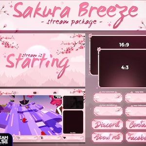 Sakura Breeze Stream Overlay Package: Animated Cherry Blossom Theme