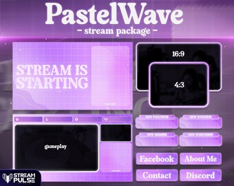 Pastelwave Animated Stream Overlay – Cozy Purple Theme (Digital Download)