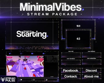 Minimal Vibe Stream Overlay Package – Animated Twitch, YouTube, Kick