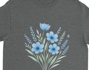 Blue Flower Bouquet Shirt, Flower Lover Shirt, Retro Floral Shirt, Flower Shirt, Plant Ladies Shirt, Gift for Nature Lover