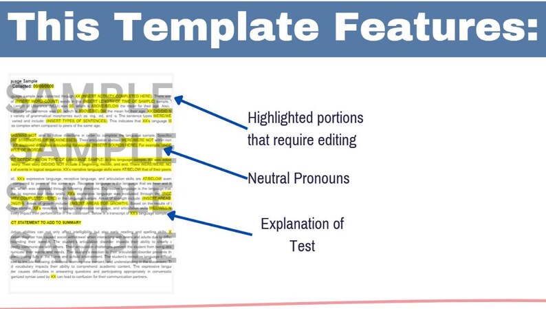 SLP Language Sample Report Template: Editable Speech Therapy Assessment ...