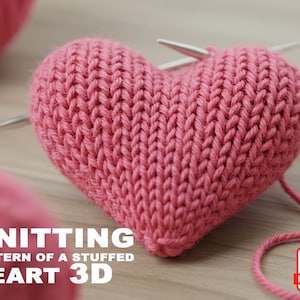 Strickanleitung eines ausgestopften Herzens 3D