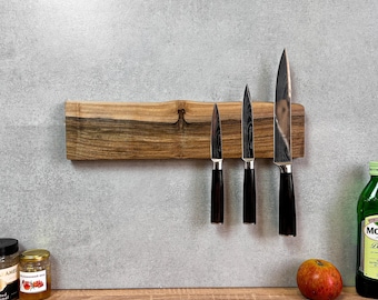 Live Edge Walnut Magnetic Knife Holder: Wall Mounted Knife Rack