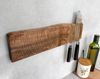 Portacuchillos magnético: soporte de madera para cuchillos, ideal para organizar la cocina y mejorar el hogar.