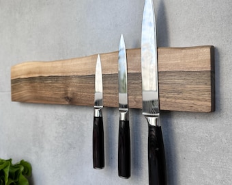 Live Edge Walnut Magnetic Knife Holder: Handmade Kitchen Decor