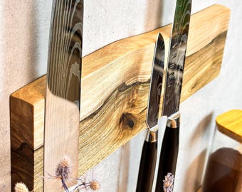 Walnut Magnetic Knife Holder Block: Kitchen Organizer