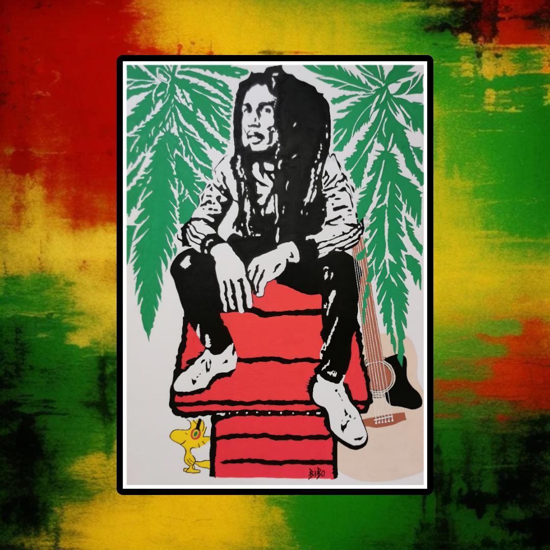 Bob Marley X Snoopy - Poster A3 Pop Culture Fusion Reggae