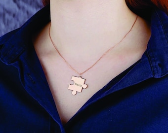 Edelstahl Puzzle Anhänger Personalisiert