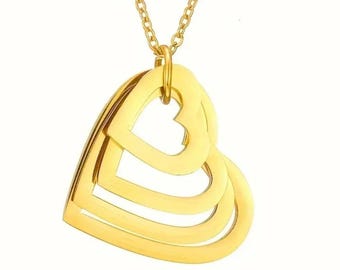 Gold Offenes Herz Halskette Personalisiert
