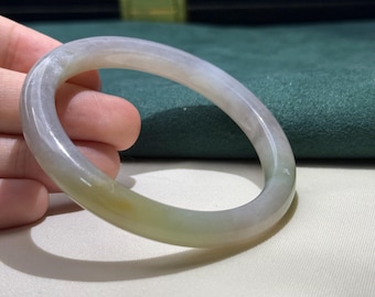 Bransoleta z nefrytu trójkolorowego, żółtozielonego, fioletowego, 56 mm z certyfikatem 1039