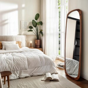 The larger floor mirror that will add a modern touch to your bathrooms is now with wood framed.
Handmade custom design wavy mirror offers a unique touch that will complement your home or workplace.
