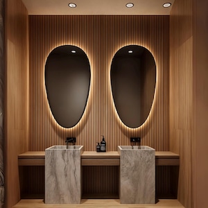 Oval Bathroom LED Mirror, Oval Wall Mirror with LED Lights, Wall Hanging Large Mirror for Bathroom & Bedroom, Modern Backlit Tall Mirror
