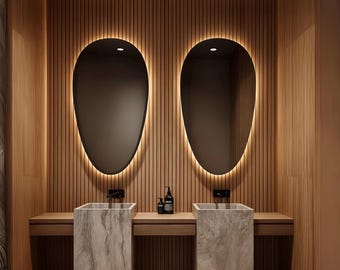Ovaler LED-Spiegel für Badezimmer, ovaler Wandspiegel mit LED-Leuchten, großer Wandspiegel für Badezimmer und Schlafzimmer, moderner großer Spiegel mit Hintergrundbeleuchtung