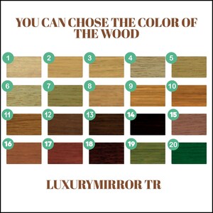 You can reflect your style with 20 different wood color options.
The irregular large wall mirror will add a modern atmosphere to your spaces.
The abstract mirror with wood frame is ideal for creating a simple yet impressive atmosphere.