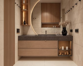 LED Half Circle Bathroom Mirror: Modern Backlit Asymmetrical Design