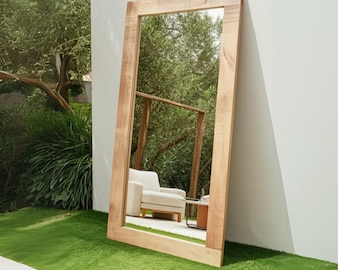 Reclaimed Wood Full Length Floor Mirror: Live Edge Rustic Decor