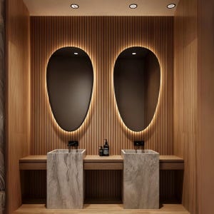 Oval Bathroom LED Mirror, Oval Wall Mirror with LED Lights, Wall Hanging Large Mirror for Bathroom & Bedroom, Modern Backlit Tall Mirror