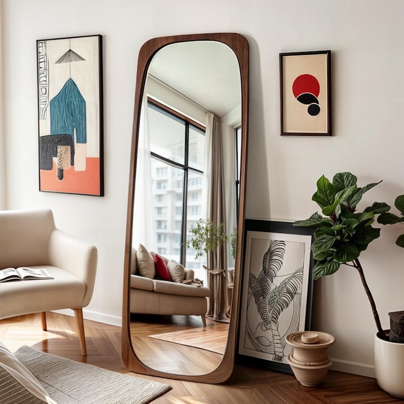 The bedroom mirror adds an elegant touch to your home decoration with its minimalist and stylish design. The luxurious and modern decorative mirror is also perfect for hotels, cafes and offices.