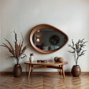 The larger wall mirror that will add a modern touch to your bathrooms is now with wood framed.
Handmade custom design wavy mirror offers a unique touch that will complement your home or workplace.