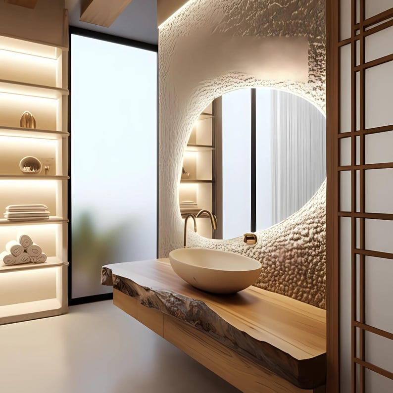 Both aesthetic and functional irregular LED mirror will be indispensable for your bedroom. The energy-efficient LED light provides both decorative and functional lighting.