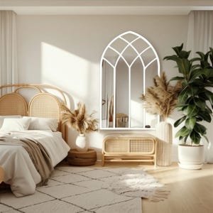 Always look perfect with the aesthetic mirror that will illuminate your makeup routine. Designed like a piece of decorative art, the mirror fits easily into bohemian, modern or minimal styles. Reflect your style with asymmetrical tall mirror, which is the perfect decorative option for your bedroom. The organic form mirror with gold edging adds sophistication to modern and luxurious interiors.
