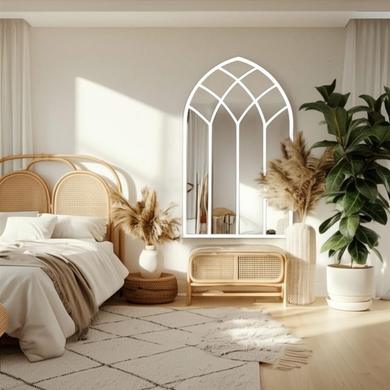 Always look perfect with the aesthetic mirror that will illuminate your makeup routine. Designed like a piece of decorative art, the mirror fits easily into bohemian, modern or minimal styles. Reflect your style with asymmetrical tall mirror, which is the perfect decorative option for your bedroom. The organic form mirror with gold edging adds sophistication to modern and luxurious interiors.