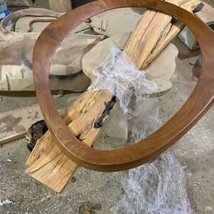 Walnut Asymmetrical Mirror, Modern Wood Frame, Mid Century Style image 9