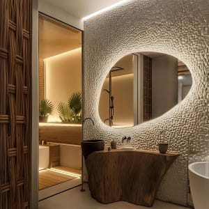 Asymmetrical LED Mirror, Irregular Bathroom LED Mirror, Devorative Wall Hanging Mirror, Modern Backlit Mirror, Vanity Mirror with Lights