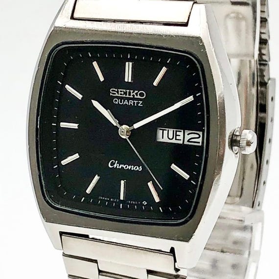 1985 Vintage! Seiko Chronos Silver Square Quartz Work… - Gem