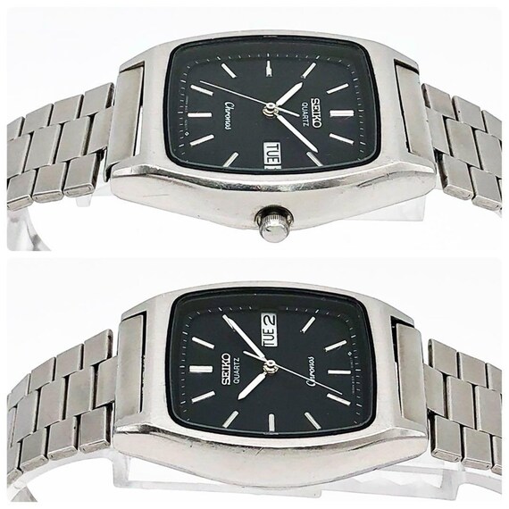 1985 Vintage! Seiko Chronos Silver Square Quartz Work… - Gem