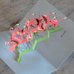 Neon Flamingos Pop-Up Grußkarte zum Vatertag für alle