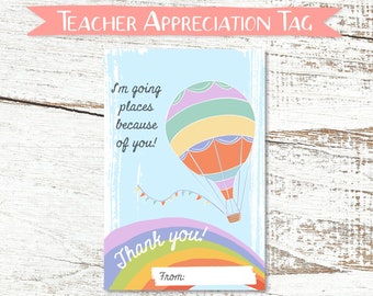 Printable Thank You Teacher Appreciation Tag - Going Places