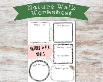 Printable Nature Walk Notes Worksheet for Homeschool / Preschool / Forest School