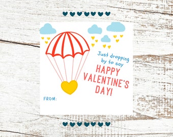 Parachute Heart Printable Valentine / Just Dropping By
